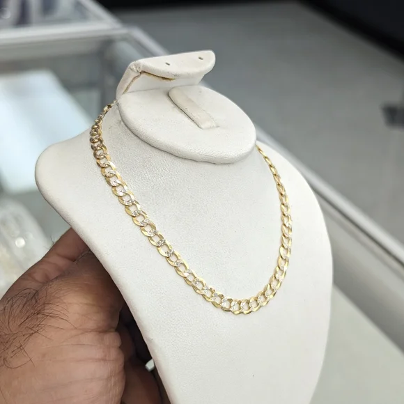 14kt Real Solid Gold Cuban Diamond Cut Anklet 4.9mm 10 inches
